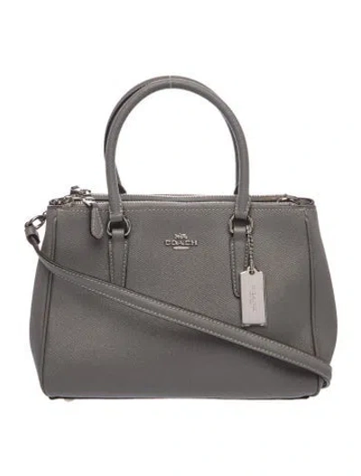 Pre-owned Coach Leather Top Handle Bag In Gray