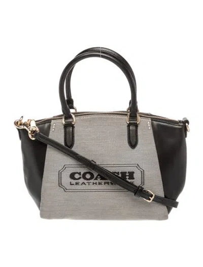 Pre-owned Coach Leather Top Handle Bag In Gray