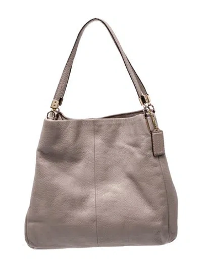 Pre-owned Coach Leather Top Handle Bag In Gray