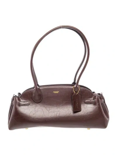Pre-owned Coach Leather Top Handle Bag In Gray