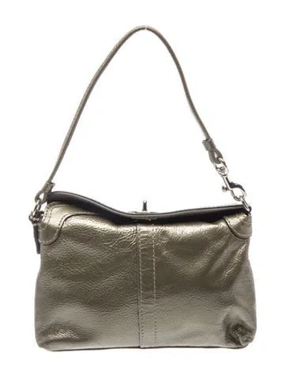 Pre-owned Coach Leather Top Handle Bag In Gray