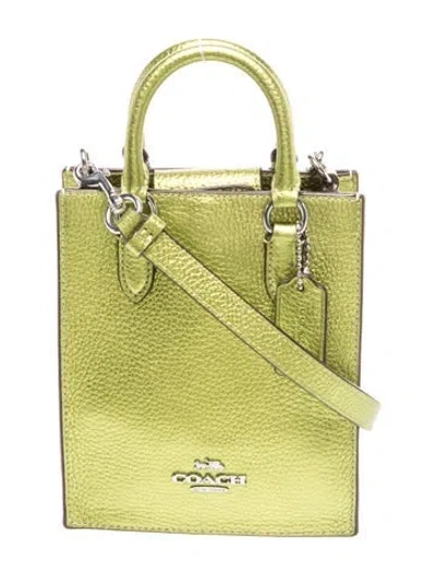 Pre-owned Coach Leather Top Handle Bag In Green