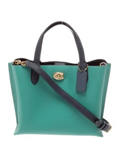 Pre-owned Coach Leather Top Handle Bag In Green