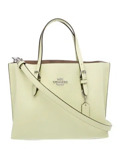 Pre-owned Coach Leather Top Handle Bag In Green