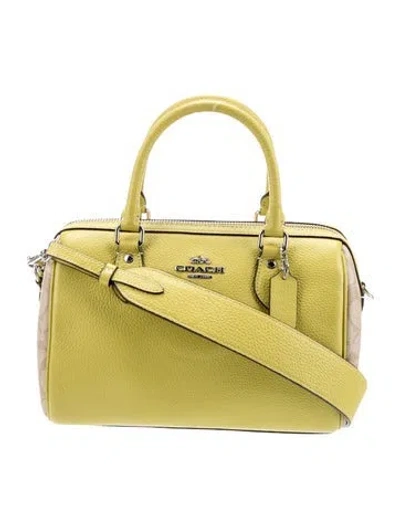 Pre-owned Coach Leather Top Handle Bag In Green