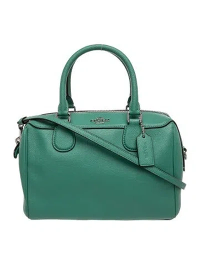 Pre-owned Coach Leather Top Handle Bag In Green