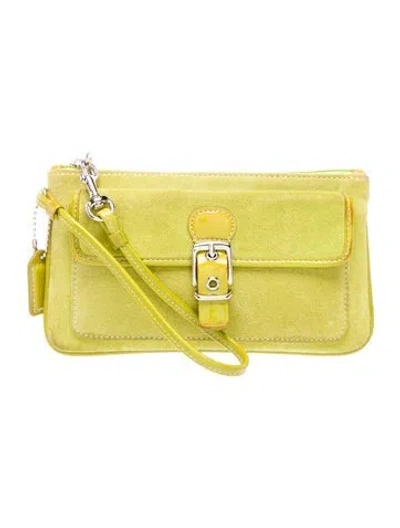 Pre-owned Coach Leather Top Handle Bag In Green