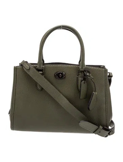 Pre-owned Coach Leather Top Handle Bag In Green
