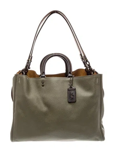 Pre-owned Coach Leather Top Handle Bag In Green