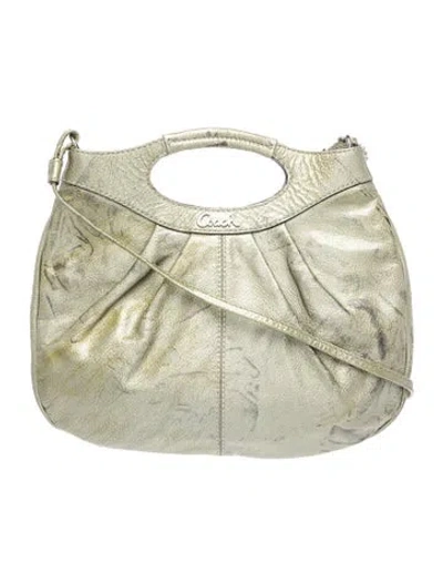 Pre-owned Coach Leather Top Handle Bag In Green