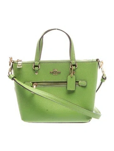 Pre-owned Coach Leather Top Handle Bag In Green