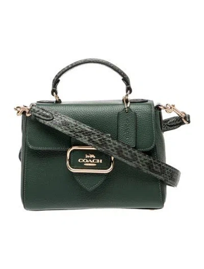 Pre-owned Coach Leather Top Handle Bag In Green