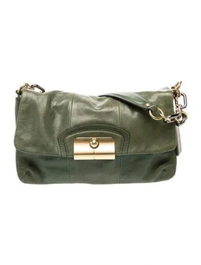 Pre-owned Coach Leather Top Handle Bag In Green