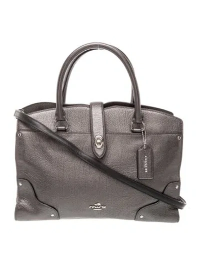 Pre-owned Coach Leather Top Handle Bag In Green