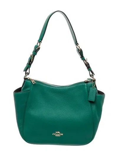 Pre-owned Coach Leather Top Handle Bag In Green