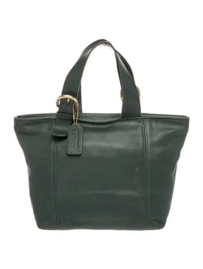 Pre-owned Coach Leather Top Handle Bag In Green