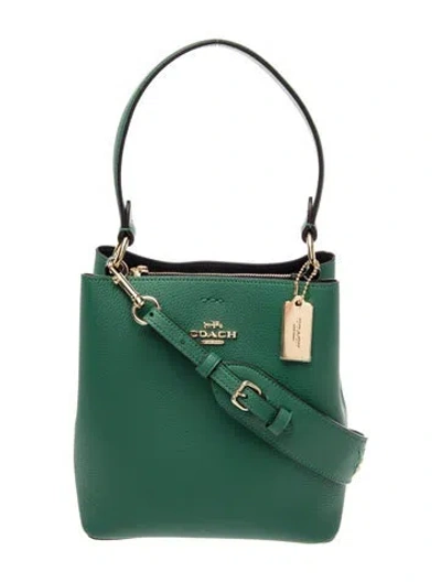 Pre-owned Coach Leather Top Handle Bag In Green