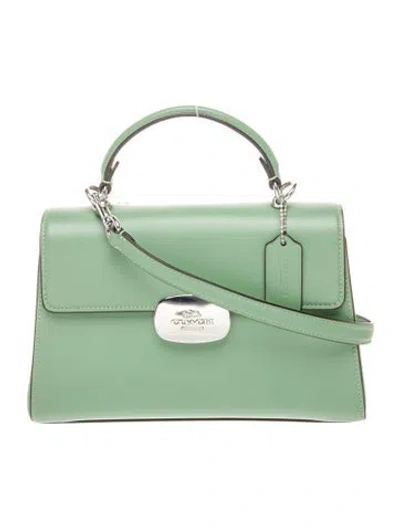 Pre-owned Coach Leather Top Handle Bag In Green