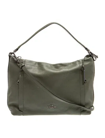 Pre-owned Coach Leather Top Handle Bag In Green
