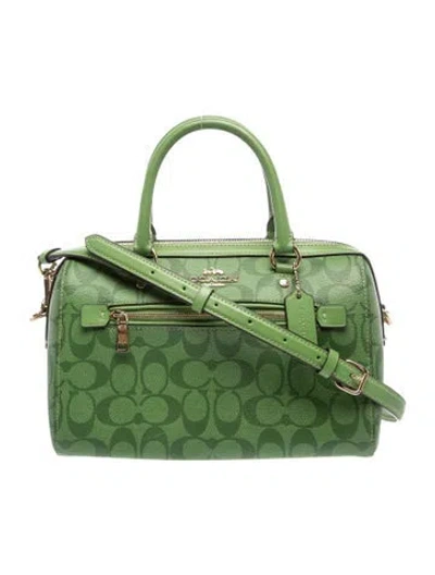 Pre-owned Coach Leather Top Handle Bag In Green
