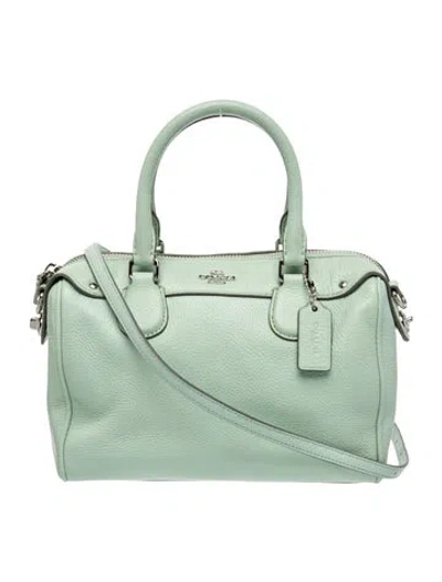 Pre-owned Coach Leather Top Handle Bag In Green