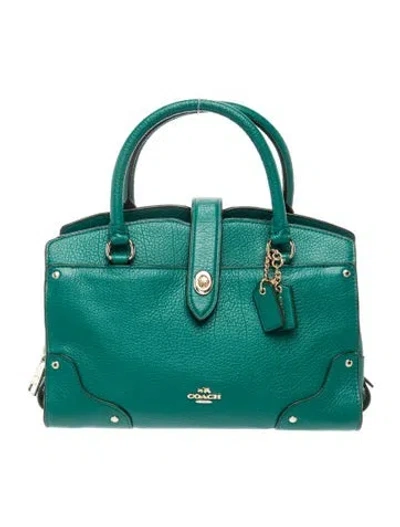 Pre-owned Coach Leather Top Handle Bag In Green
