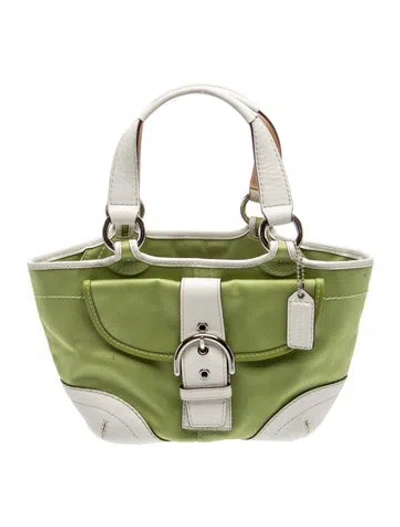 Pre-owned Coach Leather Top Handle Bag In Green