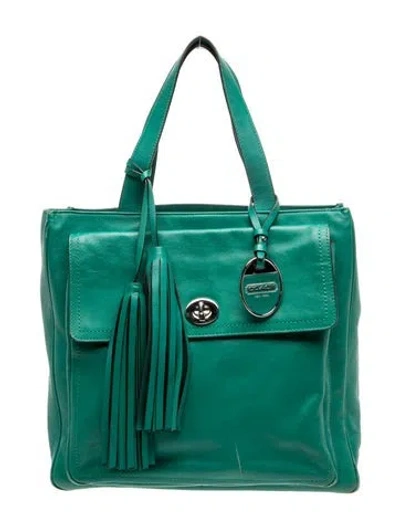 Pre-owned Coach Leather Top Handle Bag In Green