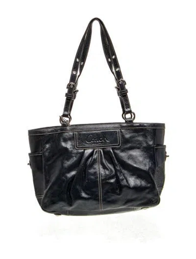 Pre-owned Coach Leather Top Handle Bag In Grey