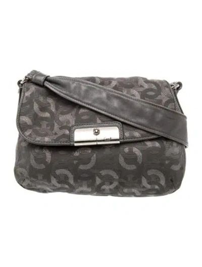 Pre-owned Coach Leather Top Handle Bag In Grey
