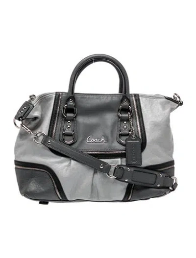 Pre-owned Coach Leather Top Handle Bag In Grey