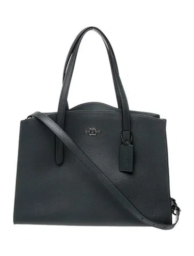 Pre-owned Coach Leather Top Handle Bag In Grey