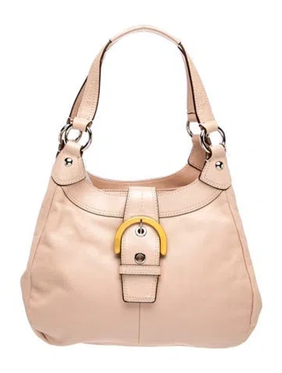 Pre-owned Coach Leather Top Handle Bag In Metallic/neutrals