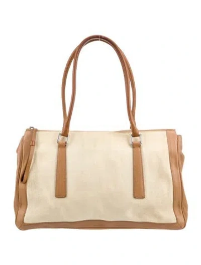 Pre-owned Coach Leather Top Handle Bag In Neutral