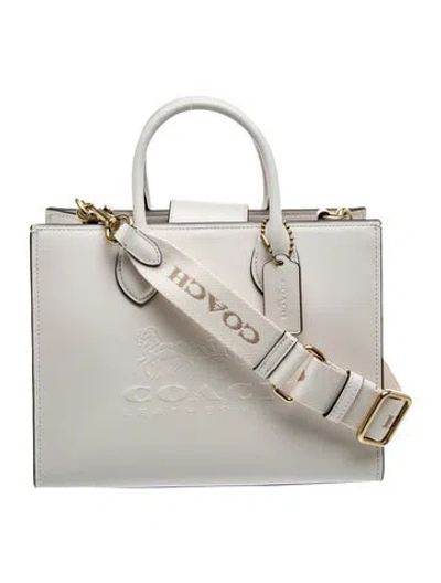 Pre-owned Coach Leather Top Handle Bag In Neutral