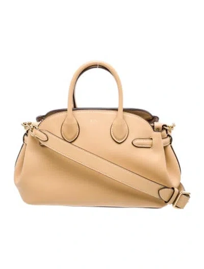 Pre-owned Coach Leather Top Handle Bag In Neutral