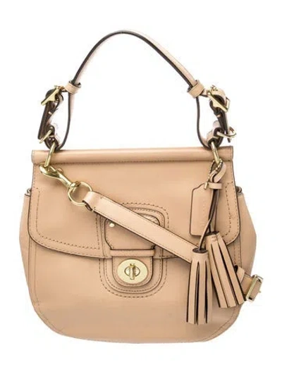 Pre-owned Coach Leather Top Handle Bag In Neutral