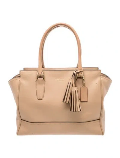 Pre-owned Coach Leather Top Handle Bag In Neutral