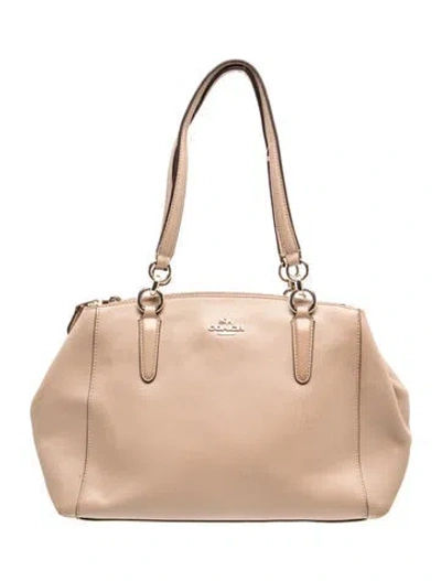 Pre-owned Coach Leather Top Handle Bag In Neutral
