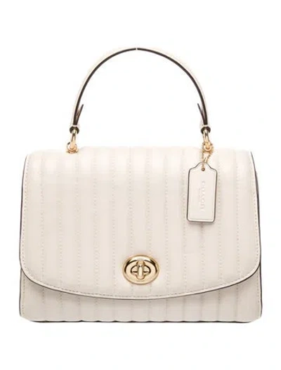 Pre-owned Coach Leather Top Handle Bag In Neutral