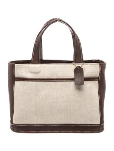 Pre-owned Coach Leather Top Handle Bag In Neutral
