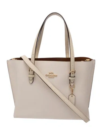 Pre-owned Coach Leather Top Handle Bag In Neutral