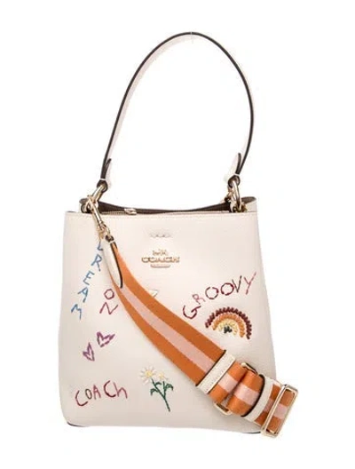 Pre-owned Coach Leather Top Handle Bag In Neutral