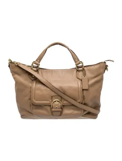 Pre-owned Coach Leather Top Handle Bag In Neutral