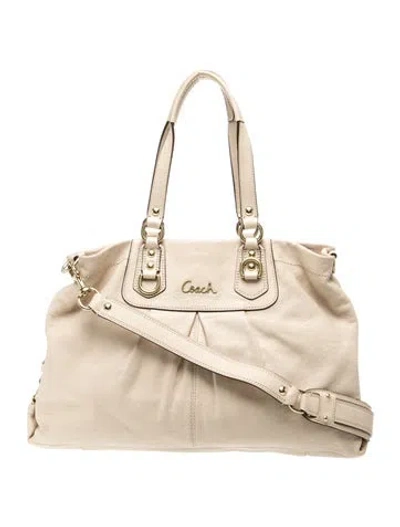 Pre-owned Coach Leather Top Handle Bag In Neutral
