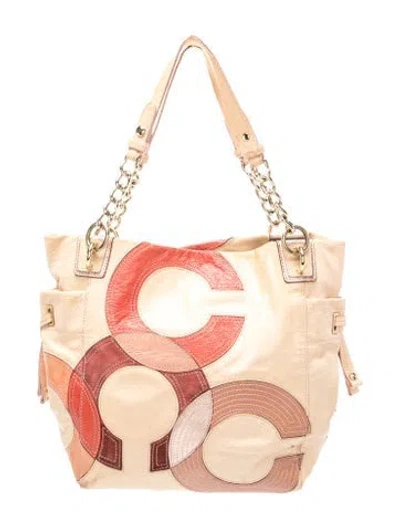 Pre-owned Coach Leather Top Handle Bag In Neutral