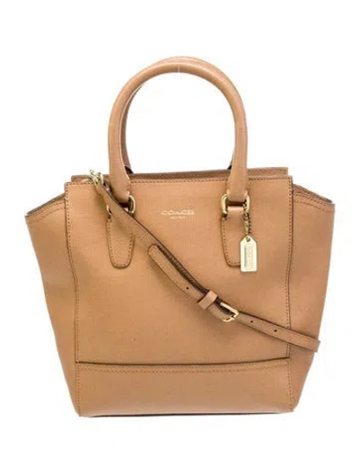 Pre-owned Coach Leather Top Handle Bag In Neutral