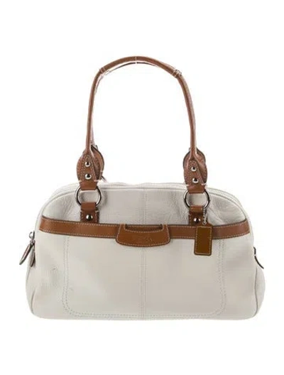Pre-owned Coach Leather Top Handle Bag In Neutral