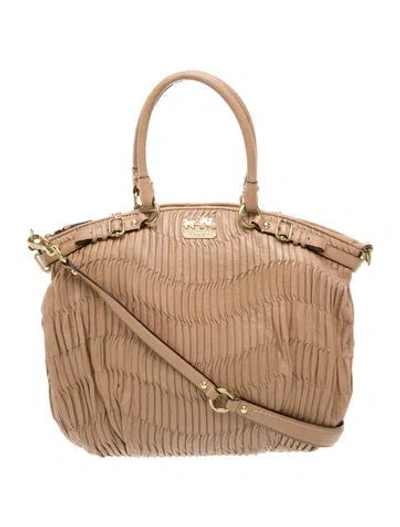 Pre-owned Coach Leather Top Handle Bag In Neutral