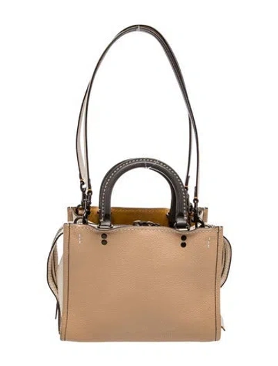 Pre-owned Coach Leather Top Handle Bag In Neutral